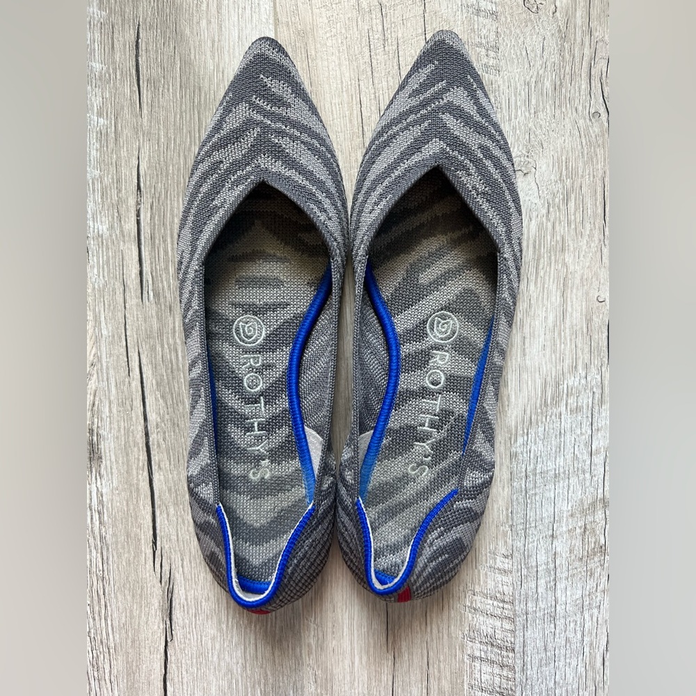 ROTHY'S The Point Retired Zebra Print Flats Slip on Shoes Womens Size 7 - Picture 4 of 10